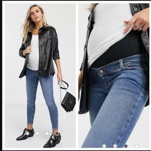 Topshop Maternity Jamie Jeans 4 Over Bump Pockets Stretchy Bellyband Skinny
